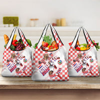 Personalized Croatia Soccer 2026 Grocery Bag Funa Zlatica Football Mascot - Sahovnica Croatian Checkerboard