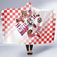 Personalized Croatia Soccer 2026 Hooded Blanket Funa Zlatica Football Mascot - Sahovnica Croatian Checkerboard