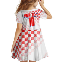 Personalized Croatia Soccer 2026 Kid Short Sleeve Dress Funa Zlatica Football Mascot - Sahovnica Croatian Checkerboard