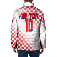 Personalized Croatia Soccer 2026 Padded Jacket Funa Zlatica Football Mascot - Sahovnica Croatian Checkerboard