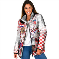 Personalized Croatia Soccer 2026 Padded Jacket Funa Zlatica Football Mascot - Sahovnica Croatian Checkerboard
