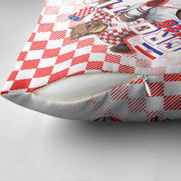Personalized Croatia Soccer 2026 Pillow Cover Funa Zlatica Football Mascot - Sahovnica Croatian Checkerboard