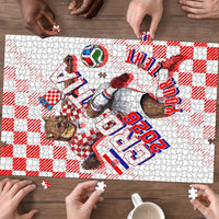 Personalized Croatia Soccer 2026 Puzzle Funa Zlatica Football Mascot - Sahovnica Croatian Checkerboard