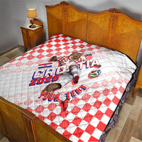 Personalized Croatia Soccer 2026 Quilt Funa Zlatica Football Mascot - Sahovnica Croatian Checkerboard