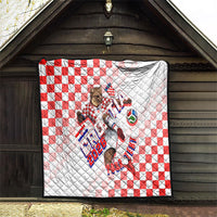 Personalized Croatia Soccer 2026 Quilt Funa Zlatica Football Mascot - Sahovnica Croatian Checkerboard
