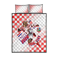 Personalized Croatia Soccer 2026 Quilt Bed Set Funa Zlatica Football Mascot - Sahovnica Croatian Checkerboard