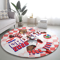 Personalized Croatia Soccer 2026 Round Carpet Funa Zlatica Football Mascot - Sahovnica Croatian Checkerboard