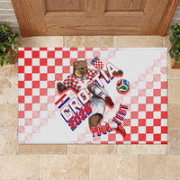 Personalized Croatia Soccer 2026 Rubber Doormat Funa Zlatica Football Mascot - Sahovnica Croatian Checkerboard