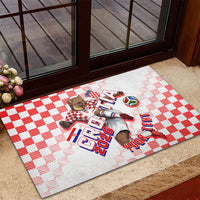 Personalized Croatia Soccer 2026 Rubber Doormat Funa Zlatica Football Mascot - Sahovnica Croatian Checkerboard
