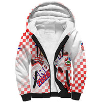 Personalized Croatia Soccer 2026 Sherpa Hoodie Funa Zlatica Football Mascot - Sahovnica Croatian Checkerboard