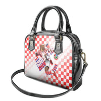 Personalized Croatia Soccer 2026 Shoulder Handbag Funa Zlatica Football Mascot - Sahovnica Croatian Checkerboard