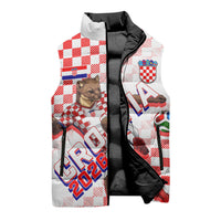 Personalized Croatia Soccer 2026 Sleeveless Puffer Jacket Funa Zlatica Football Mascot - Sahovnica Croatian Checkerboard