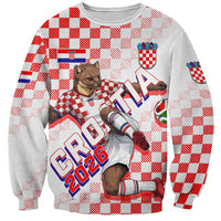 Personalized Croatia Soccer 2026 Sweatshirt Funa Zlatica Football Mascot - Sahovnica Croatian Checkerboard