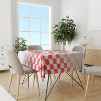 Personalized Croatia Soccer 2026 Tablecloth Funa Zlatica Football Mascot - Sahovnica Croatian Checkerboard