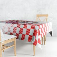 Personalized Croatia Soccer 2026 Tablecloth Funa Zlatica Football Mascot - Sahovnica Croatian Checkerboard