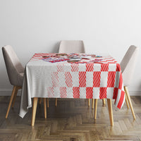 Personalized Croatia Soccer 2026 Tablecloth Funa Zlatica Football Mascot - Sahovnica Croatian Checkerboard