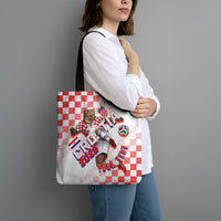 Personalized Croatia Soccer 2026 Tote Bag Funa Zlatica Football Mascot - Sahovnica Croatian Checkerboard