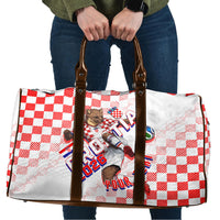 Personalized Croatia Soccer 2026 Travel Bag Funa Zlatica Football Mascot - Sahovnica Croatian Checkerboard