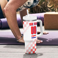 Personalized Croatia Soccer 2026 Tumbler With Handle Funa Zlatica Football Mascot - Sahovnica Croatian Checkerboard