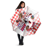 Personalized Croatia Soccer 2026 Umbrella Funa Zlatica Football Mascot - Sahovnica Croatian Checkerboard