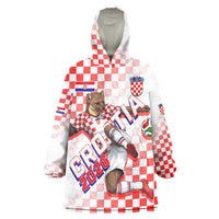 Personalized Croatia Soccer 2026 Wearable Blanket Hoodie Funa Zlatica Football Mascot - Sahovnica Croatian Checkerboard