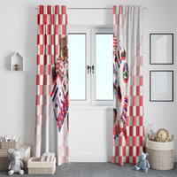 Personalized Croatia Soccer 2026 Window Curtain Funa Zlatica Football Mascot - Sahovnica Croatian Checkerboard