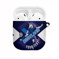 Personalized Scotland Unicorn Football AirPods Case Scottish National Soccer Team - St Andrew's Cross - Vibrant Fantasy Mascot