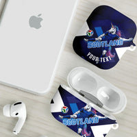 Personalized Scotland Unicorn Football AirPods Case Scottish National Soccer Team - St Andrew's Cross - Vibrant Fantasy Mascot