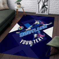 Personalized Scotland Unicorn Football Area Rug Scottish National Soccer Team - St Andrew's Cross - Vibrant Fantasy Mascot