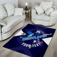 Personalized Scotland Unicorn Football Area Rug Scottish National Soccer Team - St Andrew's Cross - Vibrant Fantasy Mascot