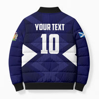 Personalized Scotland Unicorn Football Bomber Puffer Jacket Scottish National Soccer Team - St Andrew's Cross - Vibrant Fantasy Mascot