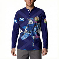 Personalized Scotland Unicorn Football Button Sweatshirt Scottish National Soccer Team - St Andrew's Cross - Vibrant Fantasy Mascot