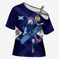 Personalized Scotland Unicorn Football Cross Shoulder Shirt Scottish National Soccer Team - St Andrew's Cross - Vibrant Fantasy Mascot