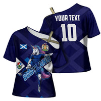 Personalized Scotland Unicorn Football Cross Shoulder Shirt Scottish National Soccer Team - St Andrew's Cross - Vibrant Fantasy Mascot