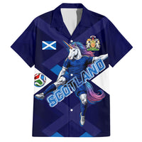 Personalized Scotland Unicorn Football Hawaiian Shirt Scottish National Soccer Team - St Andrew's Cross - Vibrant Fantasy Mascot