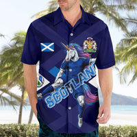 Personalized Scotland Unicorn Football Hawaiian Shirt Scottish National Soccer Team - St Andrew's Cross - Vibrant Fantasy Mascot