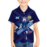 Personalized Scotland Unicorn Football Hawaiian Shirt Scottish National Soccer Team - St Andrew's Cross - Vibrant Fantasy Mascot