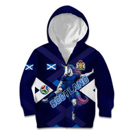 Personalized Scotland Unicorn Football Kid Hoodie Scottish National Soccer Team - St Andrew's Cross - Vibrant Fantasy Mascot