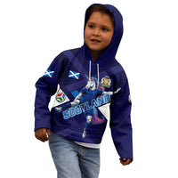 Personalized Scotland Unicorn Football Kid Hoodie Scottish National Soccer Team - St Andrew's Cross - Vibrant Fantasy Mascot