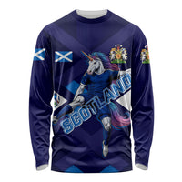 Personalized Scotland Unicorn Football Long Sleeve Shirt Scottish National Soccer Team - St Andrew's Cross - Vibrant Fantasy Mascot