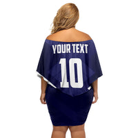 Personalized Scotland Unicorn Football Off Shoulder Short Dress Scottish National Soccer Team - St Andrew's Cross - Vibrant Fantasy Mascot