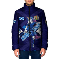Personalized Scotland Unicorn Football Padded Jacket Scottish National Soccer Team - St Andrew's Cross - Vibrant Fantasy Mascot