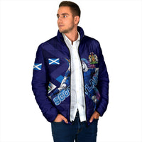 Personalized Scotland Unicorn Football Padded Jacket Scottish National Soccer Team - St Andrew's Cross - Vibrant Fantasy Mascot
