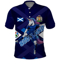 Personalized Scotland Unicorn Football Polo Shirt Scottish National Soccer Team - St Andrew's Cross - Vibrant Fantasy Mascot