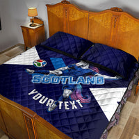 Personalized Scotland Unicorn Football Quilt Bed Set Scottish National Soccer Team - St Andrew's Cross - Vibrant Fantasy Mascot