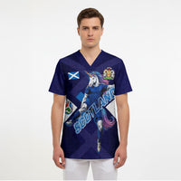 Personalized Scotland Unicorn Football Scrub Top Scottish National Soccer Team - St Andrew's Cross - Vibrant Fantasy Mascot
