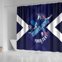 Personalized Scotland Unicorn Football Shower Curtain Scottish National Soccer Team - St Andrew's Cross - Vibrant Fantasy Mascot