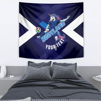Personalized Scotland Unicorn Football Tapestry Scottish National Soccer Team - St Andrew's Cross - Vibrant Fantasy Mascot