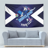 Personalized Scotland Unicorn Football Tapestry Scottish National Soccer Team - St Andrew's Cross - Vibrant Fantasy Mascot