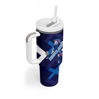 Personalized Scotland Unicorn Football Tumbler With Handle Scottish National Soccer Team - St Andrew's Cross - Vibrant Fantasy Mascot